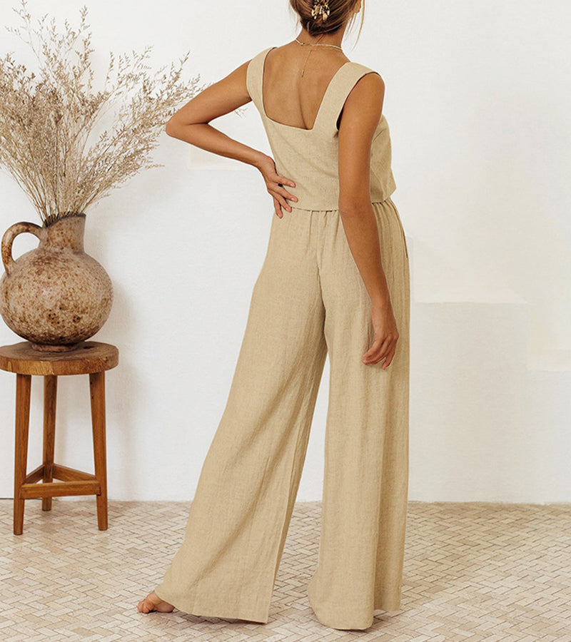 Milena | Minimalist Top and Wide-Leg Pants Set