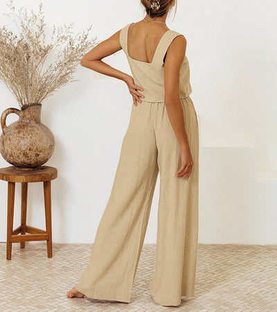 Milena | Minimalist Top and Wide-Leg Pants Set