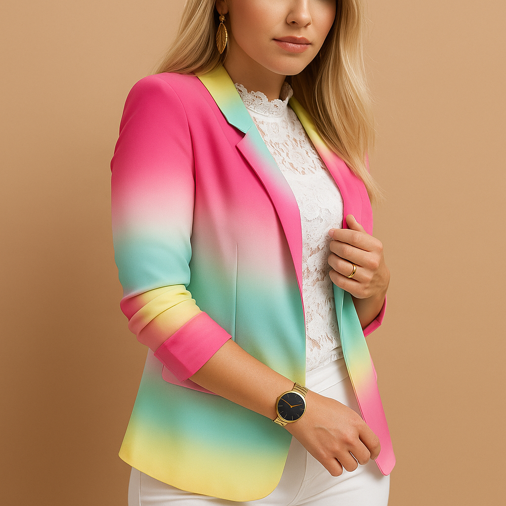Chic Women's Blazer with Bold Print and Shawl Collar | Nienke