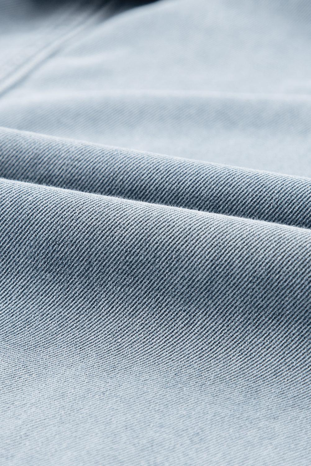 Elegant Denim Dress with Short Batwing Sleeves