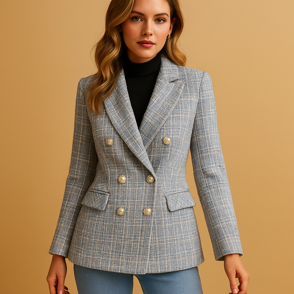 Tailored Fit Checked Blazer for Women | Mirte