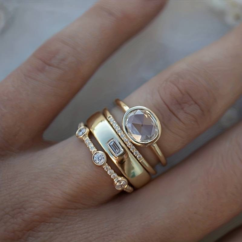Lily | Gold & Zirconia Ring Set