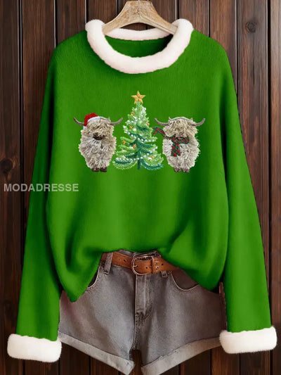 Women's Christmas Highland Cow Print Top