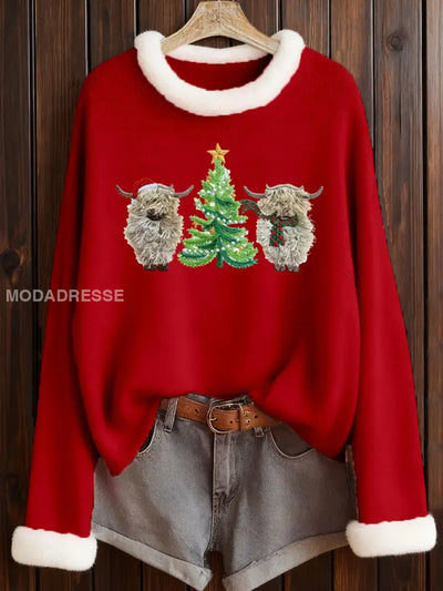 Women's Christmas Highland Cow Print Top