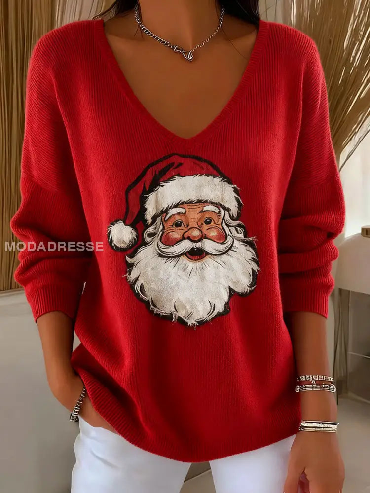 Women's Christmas Santa Print Casual Top