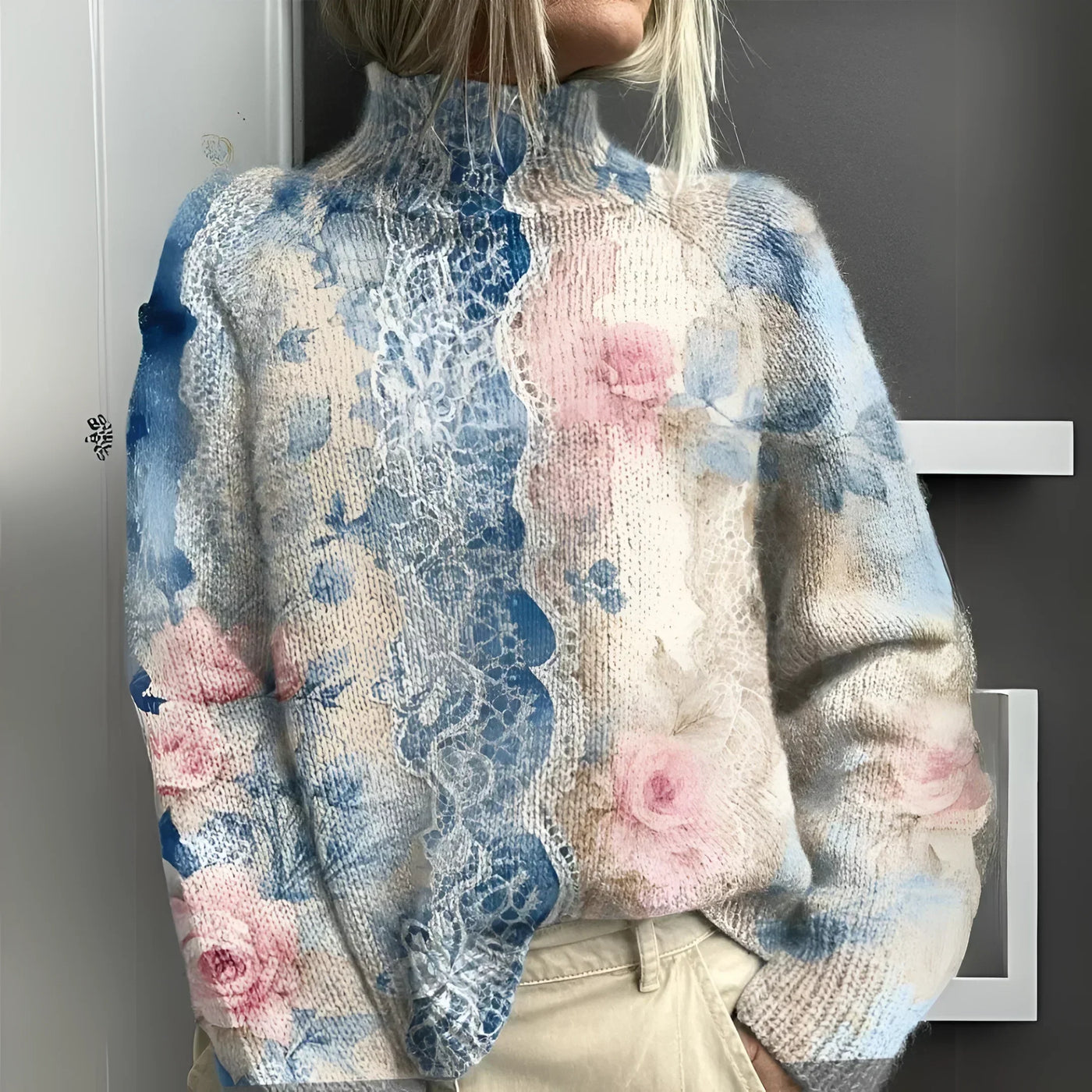 Veronica™ | Knitted turtleneck with floral lace
