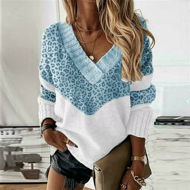 Fashionable Patchwork Knit Sweater