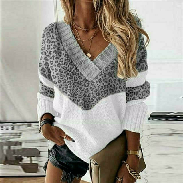 Fashionable Patchwork Knit Sweater