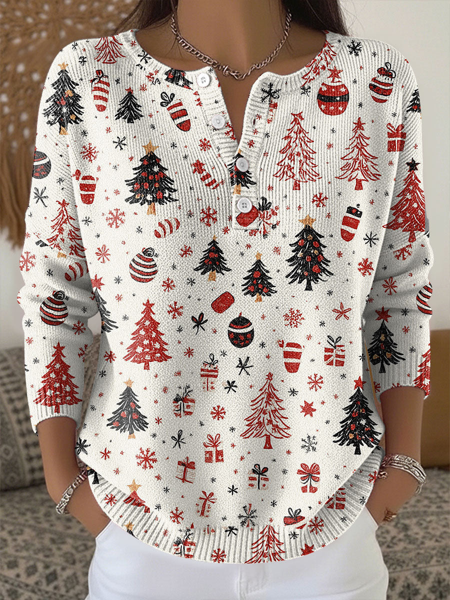 Women's Christmas Button Sweater