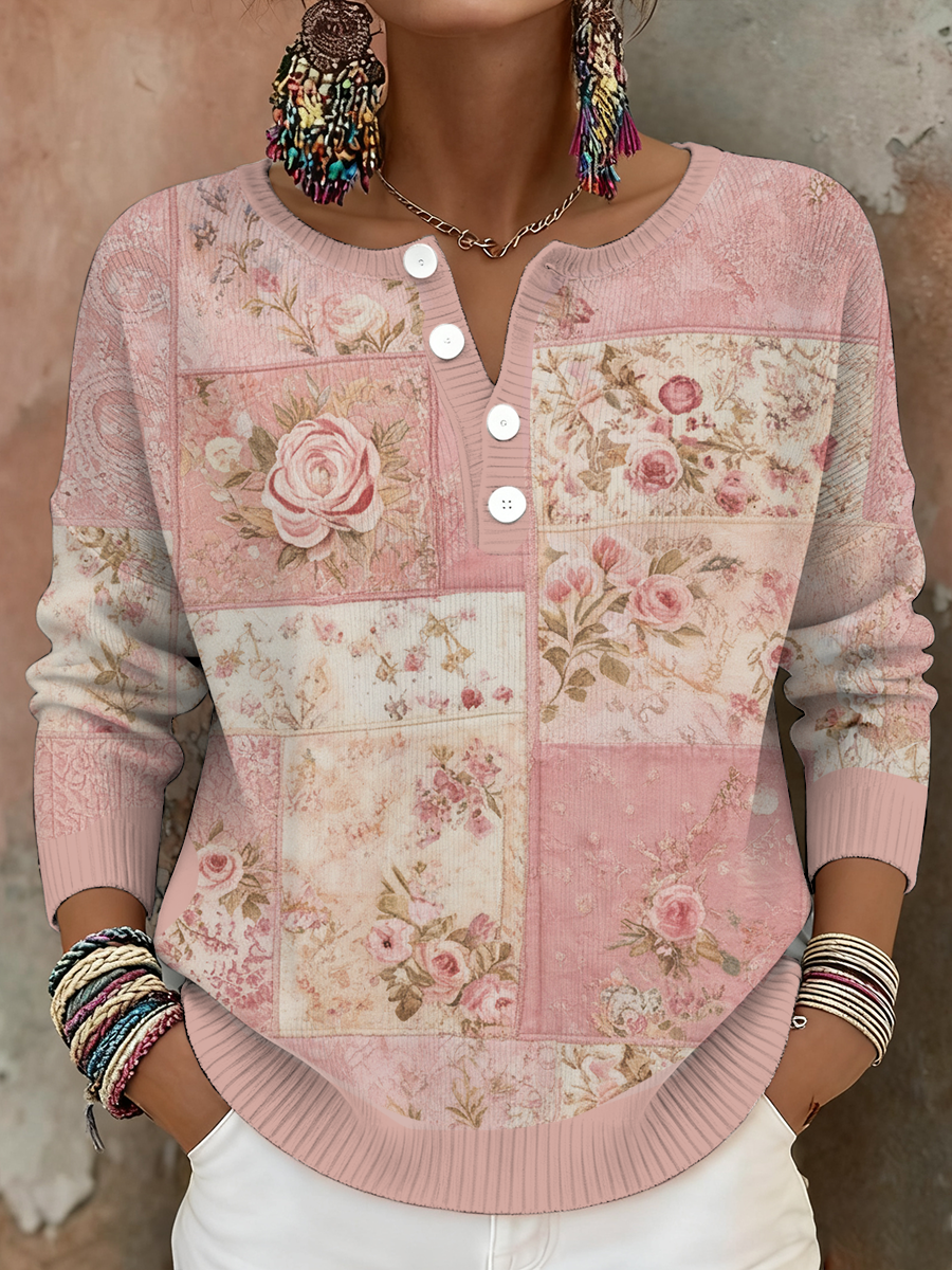 Women's Breast Cancer Awareness Floral Art Printed Tops