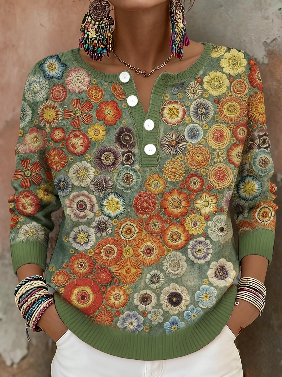 Women's Bohemian Boho Floral Art Printed Tops