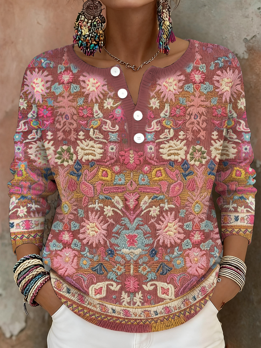 Women's Bohemian Boho Floral Art Printed Tops