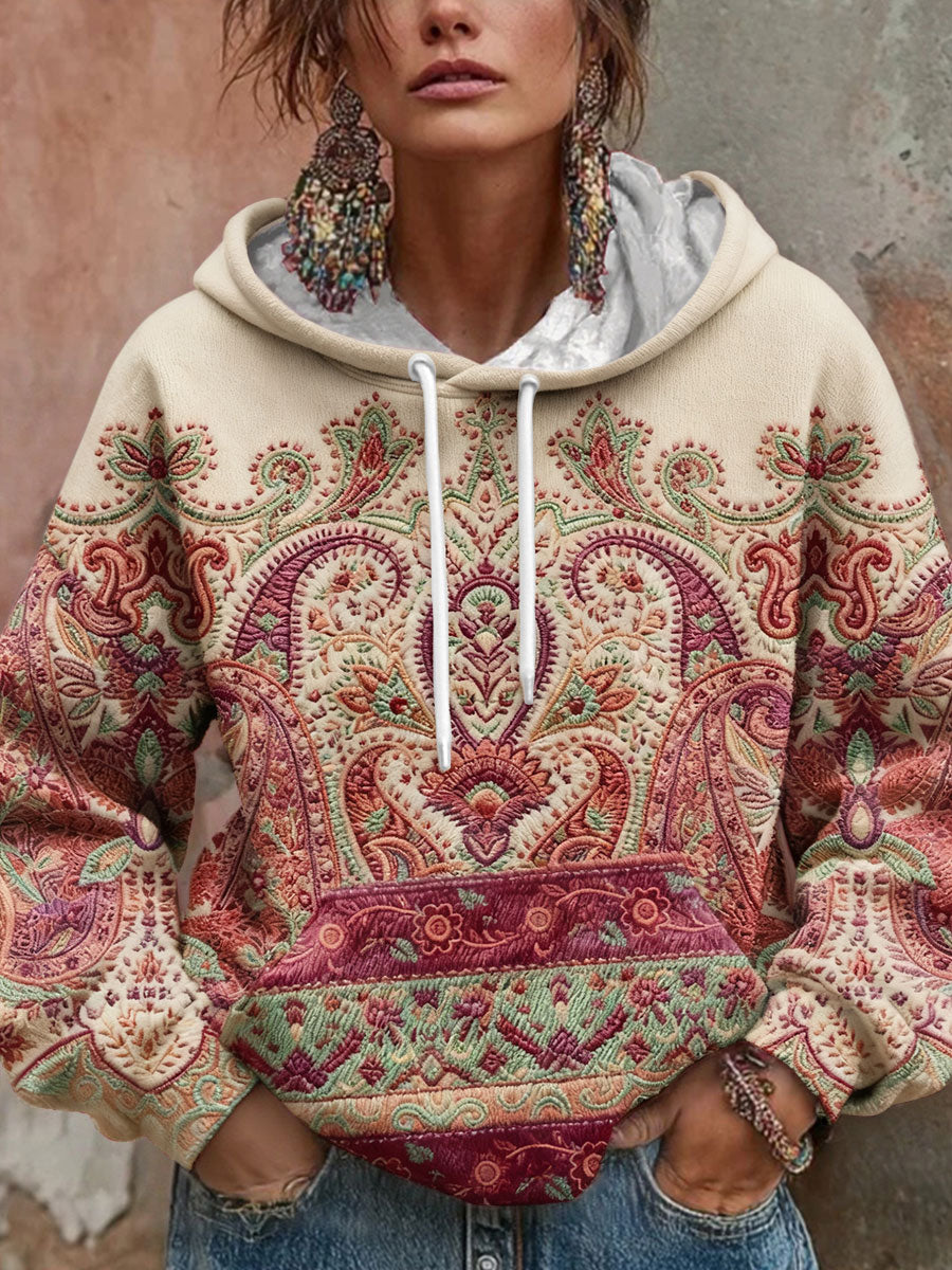 Women's Bohemian Boho Floral Art Printed Hoodie