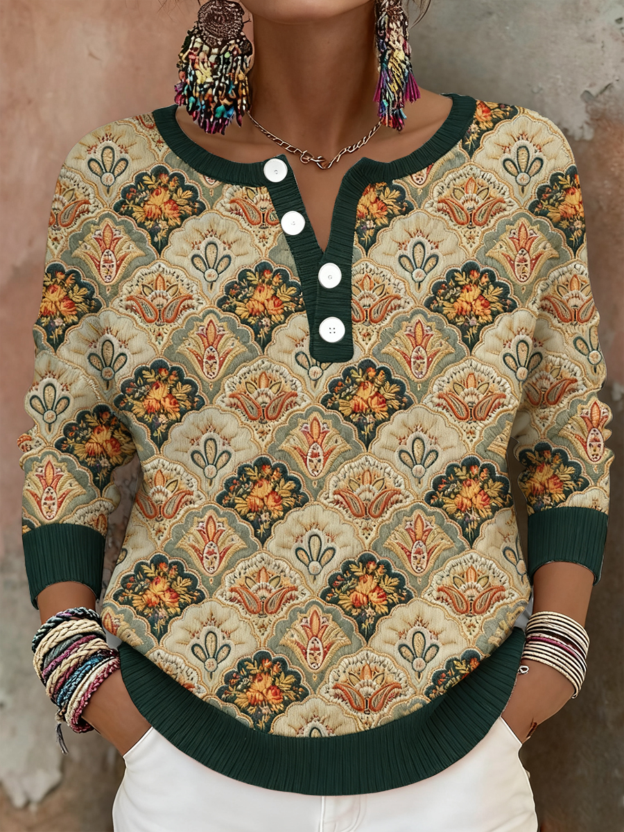 Women's Boho Bohemian Floral Art Printed Tops