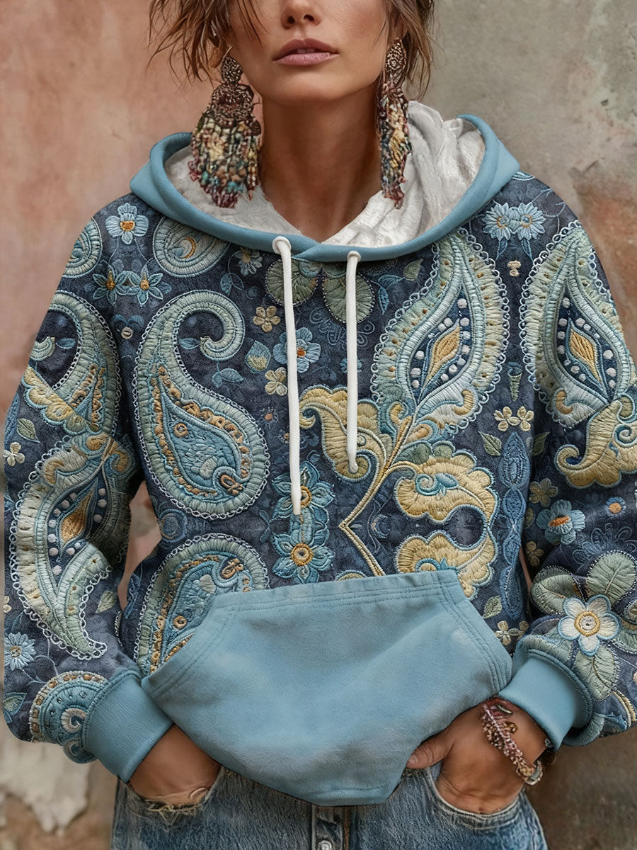Women's Boho Bohemian Floral Art Printed Hoodie