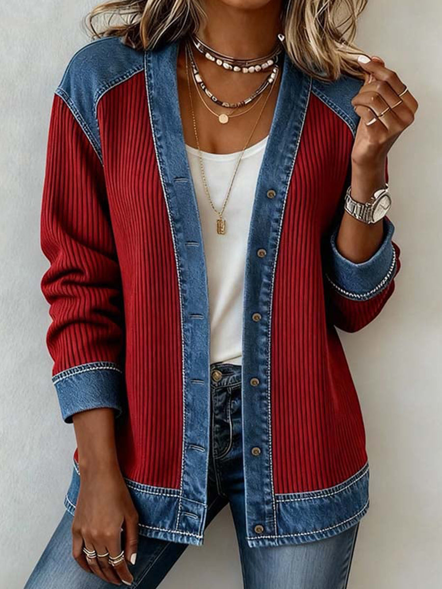 Christmas-inspired Patchwork Art Women's Cardigan