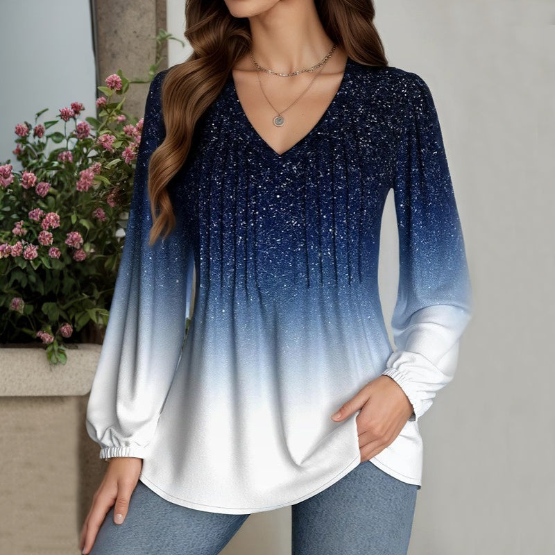 Casual Blouse with Gradient Color